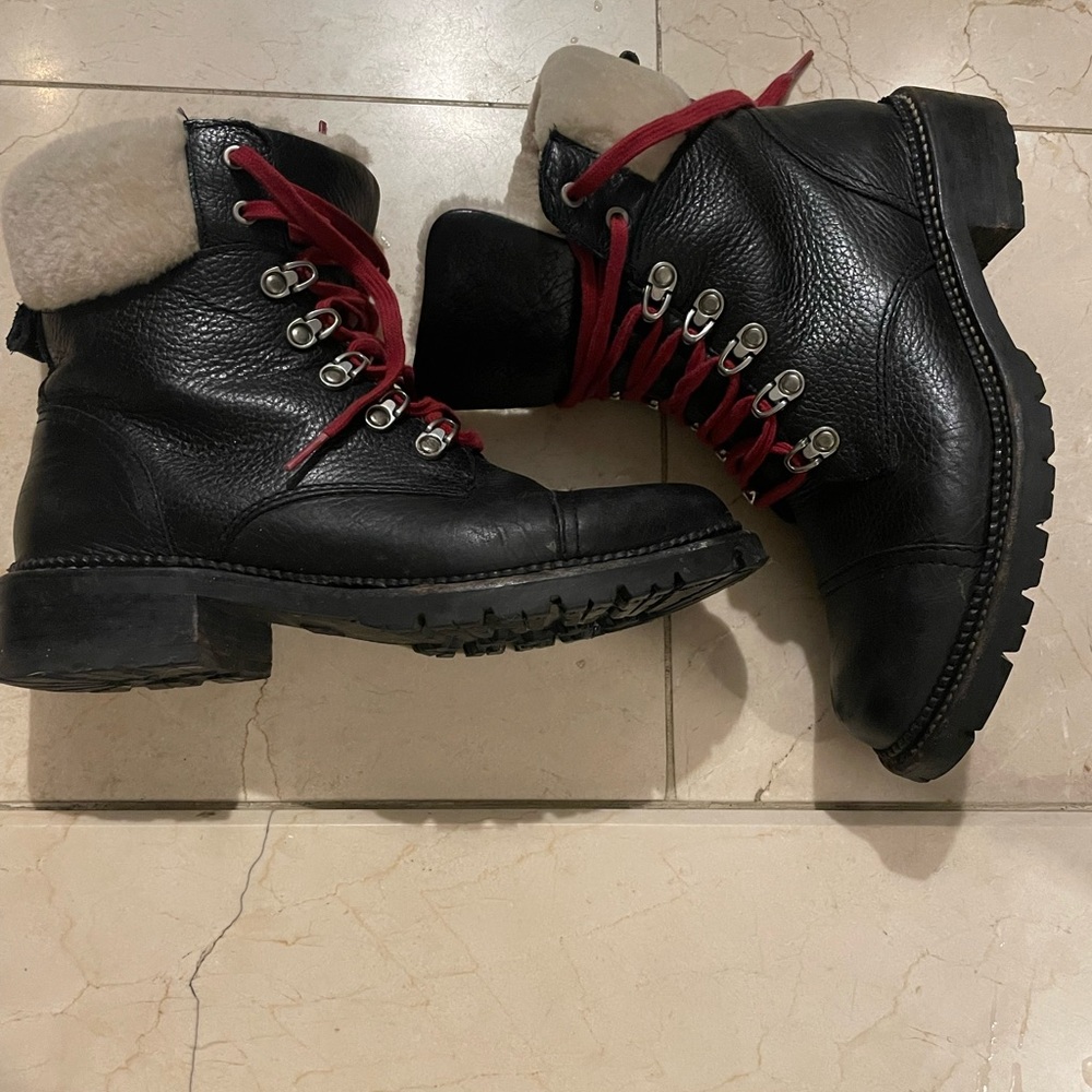 Frye black leather and shearling boots. Size 8.5
